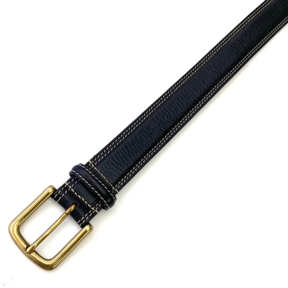 Lands End Men's Black Pebble Grain Leather Belt